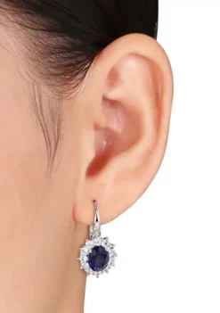 Cheap 😉 2-Piece Created Blue and White Sapphire and Diamond Halo Necklace and Earrings in Sterling Silver by Belk & Co. ✨ -DealsBelk & Co. Store Belk 6197