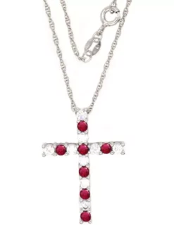 Best Sale ๐คฉ Ruby Cross Pendant Necklace in Sterling Silver by Belk & Co. ๐