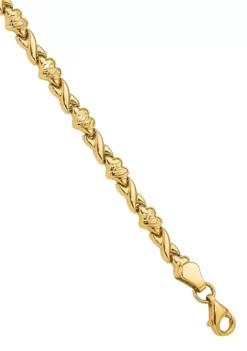 Brand new ⌛ 14K Yellow Gold Polished Diamond Cut Heart 7 Inch Bracelet by Belk & Co. 😀 -DealsBelk & Co. Store Belk 6295
