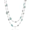New 🔥 Sterling Silver Milky Aquamarine and Freshwater Pearl Necklace by Belk & Co. 🤩