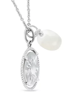 Flash Sale 🧨 Fresh Water Pearl and Sun Charm Necklace in Sterling Silver by Belk & Co. 🎁 -DealsBelk & Co. Store Belk 6346