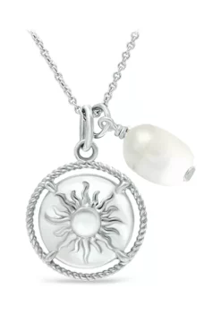 Flash Sale 🧨 Fresh Water Pearl and Sun Charm Necklace in Sterling Silver by Belk & Co. 🎁 -DealsBelk & Co. Store Belk 6348