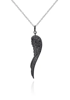 Brand new ๐ Black Diamond Angel Wing Pendant in Sterling Silver by Belk & Co. ๐