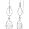 Top 10 😀 7-7.5 Millimeter Oval Pearl and 1.5 Millimeter Lab-Created White Sapphire Drop Earrings in Sterling Silver by Belk & Co. ⌛