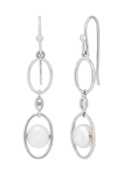 Hot Sale ⭐ Sterling Silver Rhodium-plated 6-7mm White Freshwater Cultured Pearl Threaded Earrings by Belk & Co. 🎉 -DealsBelk & Co. Store Belk 640