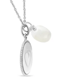 Outlet ⭐ Fresh Water Pearl and Heart Charm Necklace in Sterling Silver by Belk & Co. 🧨 -DealsBelk & Co. Store Belk 6402