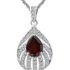 Promo 🛒 1.93 ct. t.w. Garnet and White Topaz Feather Pendant Necklace in Sterling Silver by Belk & Co. 🥰