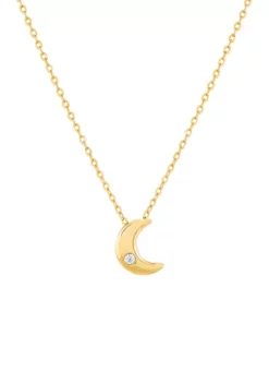 Best Pirce 🧨 1/10 ct. t.w. Diamond Moon Pendant Necklace in 10K Yellow Gold by Belk & Co. ⌛