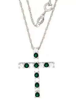 Top 10 ๐ Emerald Cross Pendant Necklace in Sterling Silver by Belk & Co. ๐