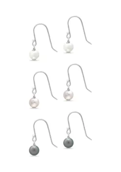 Top 10 😉 Multi Color Fresh Water Pearl Drop Earrings 3-Piece Set in Sterling Silver by Belk & Co. 🧨