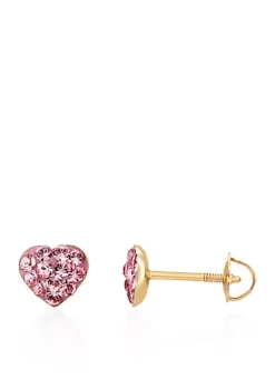 Wholesale 🛒 Crystal Baby Heart Earrings in 14K Yellow Gold by Belk & Co. 🥰 -DealsBelk & Co. Store Belk 647