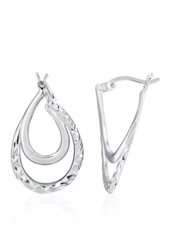 Best deal 👏 Sterling Silver Double Pear Shape Hoop Earrings by Belk & Co. ⭐