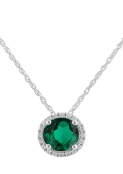 Discount 🌟 1.75 ct. t.w. Lab Created Emerald and Lab Created White Sapphire Pendant Necklace in Sterling Silver by Belk & Co. 🎉