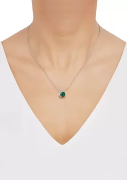 Discount 🌟 1.75 ct. t.w. Lab Created Emerald and Lab Created White Sapphire Pendant Necklace in Sterling Silver by Belk & Co. 🎉 -DealsBelk & Co. Store Belk 6495