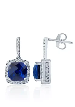 Best deal 👏 Created Sapphire and White Topaz Earrings in Sterling Silver by Belk & Co. ⭐