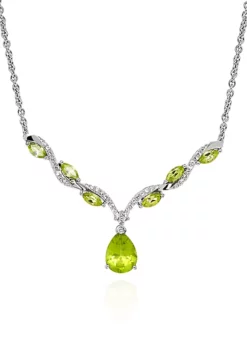 Deals ✔️ Peridot Teardrop Pendant Necklace in Sterling Silver Necklace by Belk & Co. ⌛ -DealsBelk & Co. Store Belk 6531