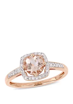 Top 10 🌟 4/5 ct. t.w. Morganite and 1/7 ct. t.w. Diamond Floating Halo Ring in 10k Rose Gold by Belk & Co. 🧨