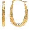 Best Pirce 💯 14k Yellow Gold Oval Pattern Hoop Earrings by Belk & Co. 🔥