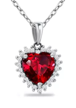 Buy 🎁 3.19 ct. t.w. Created Pink Sapphire and 1/3 ct. t.w. Created White Sapphire Heart Pendant Necklace in Sterling Silver by Belk & Co. ✨
