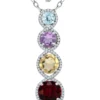 Discount 🧨 2.7 ct. t.w. Multi Gem Stick Pendant Necklace in Sterling Silver by Belk & Co. 🤩