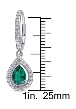 Best Pirce 😉 Lab Created Emerald and White Sapphire Teardrop Earrings in Sterling Silver by Belk & Co. 🔔 -DealsBelk & Co. Store Belk 6579