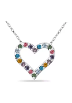 Discount 🎉 1/2 ct. t.w. Multi Gemstone Heart Necklace, Sterling Silver by Belk & Co. ⌛ -DealsBelk & Co. Store Belk 6586