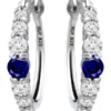 Promo 🎉 5/8 ct. t.w. Created Blue Sapphire and 5/8 ct. t.w. Created White Sapphires Hoop Earrings in Sterling Silver by Belk & Co. 🔥