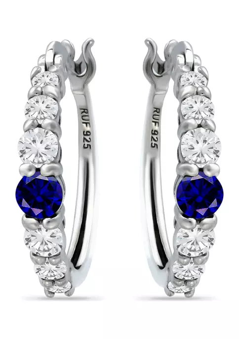 Promo 🎉 5/8 ct. t.w. Created Blue Sapphire and 5/8 ct. t.w. Created White Sapphires Hoop Earrings in Sterling Silver by Belk & Co. 🔥 1 Promo 🎉 5/8 ct. t.w. Created Blue Sapphire and 5/8 ct. t.w. Created White Sapphires Hoop Earrings in Sterling Silver by Belk & Co. 🔥
