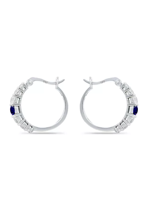 Promo 🎉 5/8 ct. t.w. Created Blue Sapphire and 5/8 ct. t.w. Created White Sapphires Hoop Earrings in Sterling Silver by Belk & Co. 🔥 2 Promo 🎉 5/8 ct. t.w. Created Blue Sapphire and 5/8 ct. t.w. Created White Sapphires Hoop Earrings in Sterling Silver by Belk & Co. 🔥 - Image 2