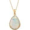 Cheap 🎁 1 ct. t.w. Created Opal Pendant Necklace with 1/8 ct. t.w. Diamond in 10K Yellow Gold by Belk & Co. 🛒