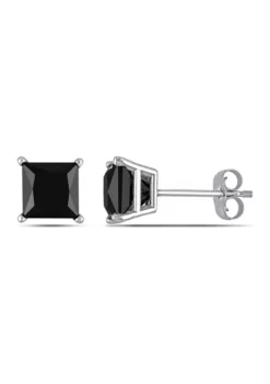 Flash Sale 😀 2 ct. t.w. Black Diamond Princess Cut Solitaire Stud Earrings in 10K White Gold by Belk & Co. 🔔 -DealsBelk & Co. Store Belk 6614