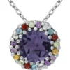 Cheap 🔔 1.5 ct. t.w. Amethyst with Multi Gemstone Halo Necklace, Sterling Silver by Belk & Co. 😉