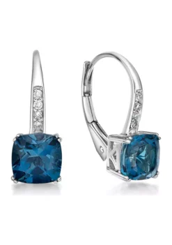 Hot Sale 🤩 2.63 ct. t.w. London Blue Topaz and 1/10 ct. t.w. Diamond Earrings in 10K White Gold by Belk & Co. ✨ -DealsBelk & Co. Store Belk 6664