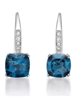Hot Sale 🤩 2.63 ct. t.w. London Blue Topaz and 1/10 ct. t.w. Diamond Earrings in 10K White Gold by Belk & Co. ✨ -DealsBelk & Co. Store Belk 6666