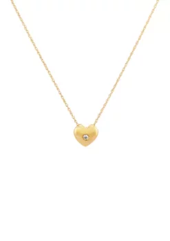 Best Pirce ❤️ 1/10 ct. t.w. Diamond Heart Pendant Necklace in 10K Yellow Gold by Belk & Co. 🧨