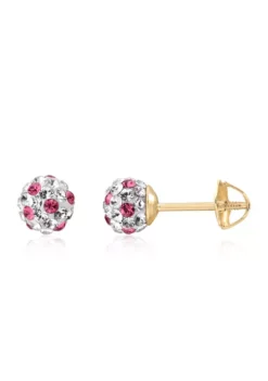 Flash Sale 🛒 Pink and White Crystal Baby Stud Earrings in 14K Yellow Gold by Belk & Co. 🧨