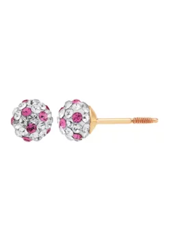 Flash Sale 🛒 Pink and White Crystal Baby Stud Earrings in 14K Yellow Gold by Belk & Co. 🧨 -DealsBelk & Co. Store Belk 6682