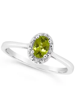 Hot Sale 🤩 Sterling Silver 6x4mm Oval Peridot Diamond Accent Halo Ring by Belk & Co. ✨ -DealsBelk & Co. Store Belk 6702