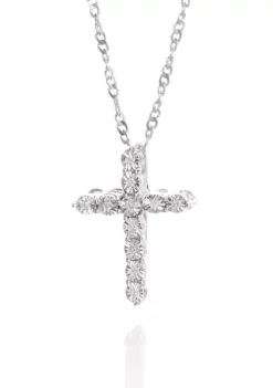 Brand new ✨ 0.033 ct. t.w. Diamond Cross Pendant in Sterling Silver by Belk & Co. 🥰