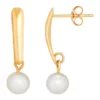 Cheap 👏 Pearl Drop Shield Earrings in 10K Yellow Gold by Belk & Co. 😉