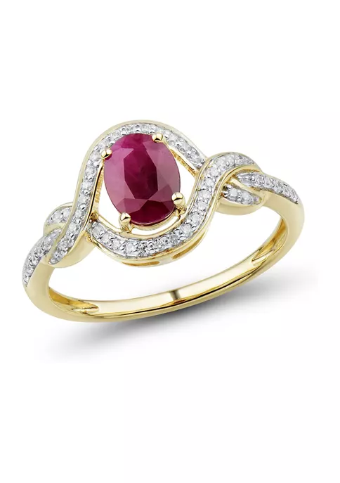 Best Pirce ✔️ 1/6 ct. t.w. Diamond and Ruby Ring in 14K Yellow Gold by Belk & Co. ⭐ 3 Best Pirce ✔️ 1/6 ct. t.w. Diamond and Ruby Ring in 14K Yellow Gold by Belk & Co. ⭐ - Image 3