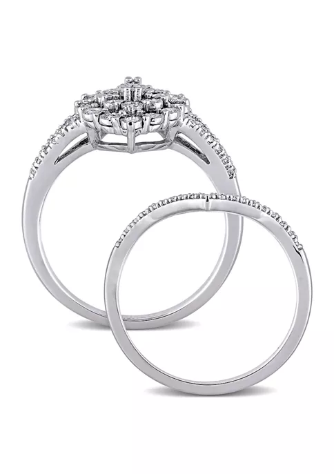 Discount ✨ 1/4 CT TW Diamond Cluster Ring Set in Sterling Silver by Belk & Co. ⭐ 2 Discount ✨ 1/4 CT TW Diamond Cluster Ring Set in Sterling Silver by Belk & Co. ⭐ - Image 2