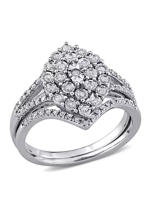 Discount ✨ 1/4 CT TW Diamond Cluster Ring Set in Sterling Silver by Belk & Co. ⭐ 6 Discount ✨ 1/4 CT TW Diamond Cluster Ring Set in Sterling Silver by Belk & Co. ⭐ - Image 6