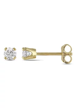 New 🔔 1/4 ct. t.w. Diamond Stud Earrings 10K Yellow Gold by Belk & Co. 🌟