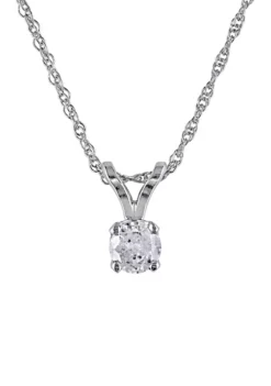 Best reviews of ⌛ 1/6 ct. t.w. Diamond Solitaire Pendant with Chain in 10k White Gold by Belk & Co. 💯