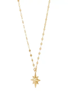 Best Pirce 🔥 Starburst Drop On Mirror Chain Necklace in 10K Yellow Gold by Belk & Co. 👏 -DealsBelk & Co. Store Belk 684