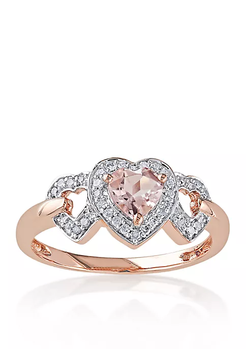 Buy 🛒 10k Rose Gold Morganite and Diamond Three Heart Ring by Belk & Co. 🔔 3 Buy 🛒 10k Rose Gold Morganite and Diamond Three Heart Ring by Belk & Co. 🔔 - Image 3