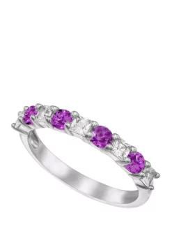 Flash Sale ๐ 9/10 ct. t.w. Amethyst and Lab Created White Sapphire Ring in Sterling Silver by Belk & Co. โ