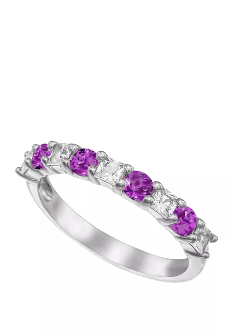 Flash Sale 😀 9/10 ct. t.w. Amethyst and Lab Created White Sapphire Ring in Sterling Silver by Belk & Co. ⌛ 1 Flash Sale 😀 9/10 ct. t.w. Amethyst and Lab Created White Sapphire Ring in Sterling Silver by Belk & Co. ⌛