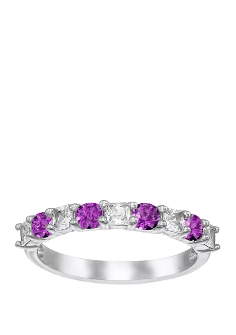 Flash Sale 😀 9/10 ct. t.w. Amethyst and Lab Created White Sapphire Ring in Sterling Silver by Belk & Co. ⌛ 2 Flash Sale 😀 9/10 ct. t.w. Amethyst and Lab Created White Sapphire Ring in Sterling Silver by Belk & Co. ⌛ - Image 2